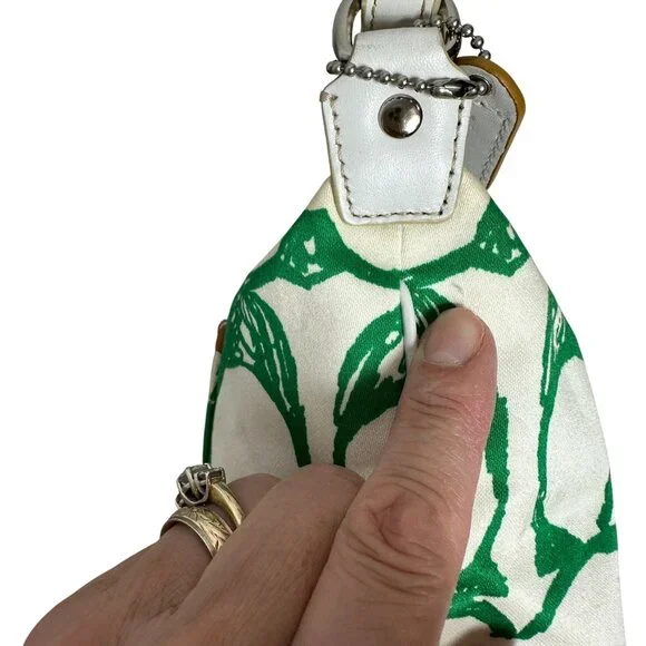 Vintage Coach Green Scribble Signature Hampton Top Handle Pouch Mini Bag Y2K NEW - Picture 12 of 16